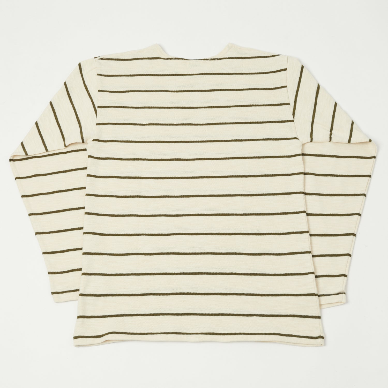 Warehouse & Co 4088 Duck Digger Long Sleeve Stripe T-Shirt - Off White/Green