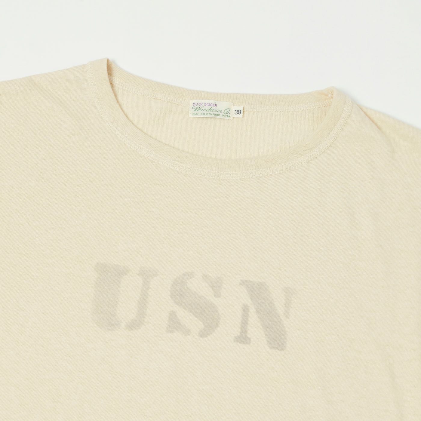Warehouse & Co 4091 Duck Digger 'USN' Skivvy T-Shirt - Beige