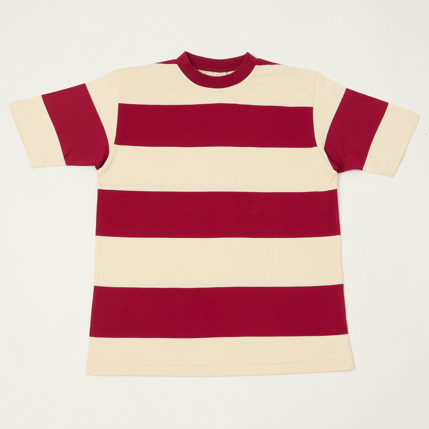 Warehouse & Co 4108 Border T-Shirt - Bordeaux/Natural