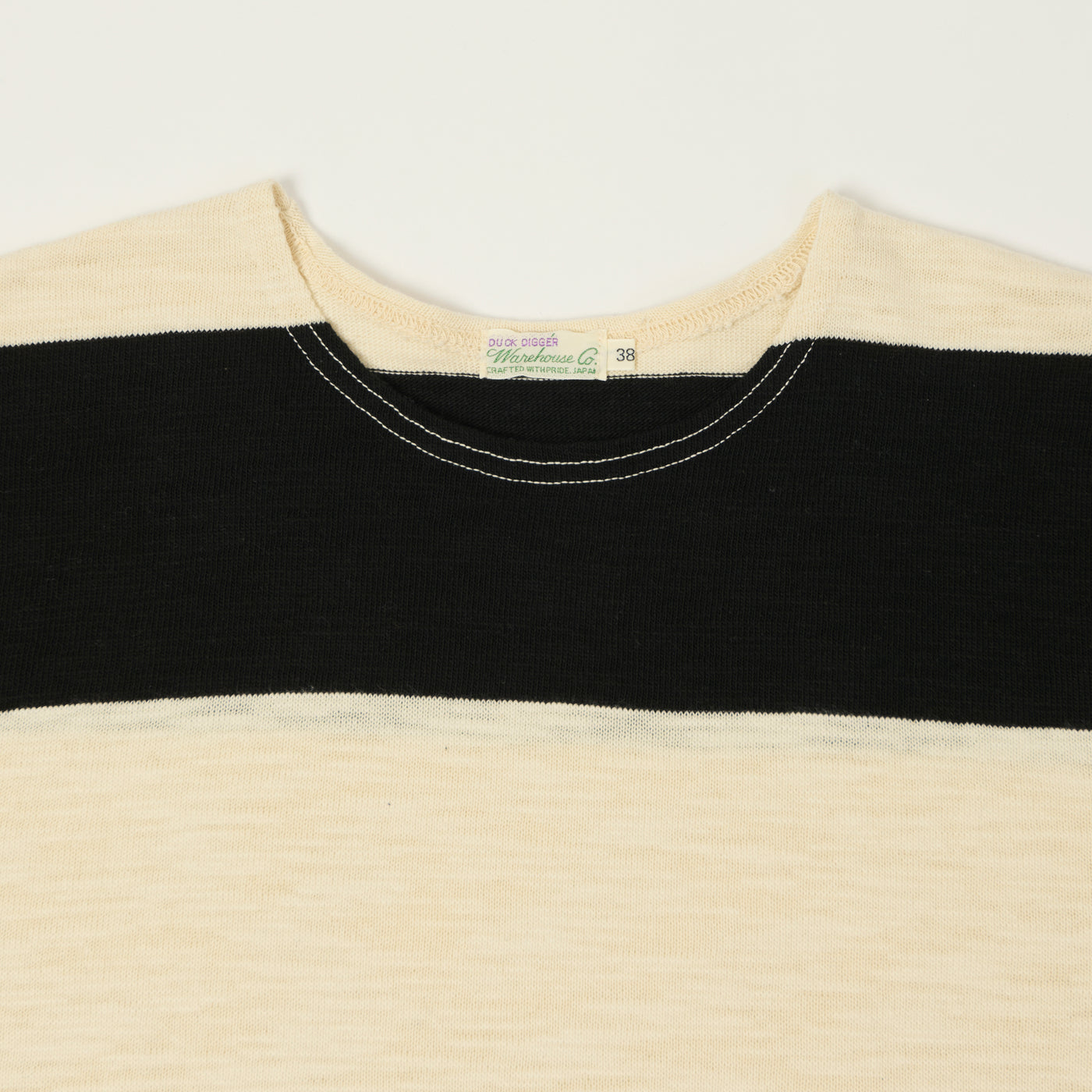 Warehouse & Co 4109 Duck Digger Slub Border T-Shirt - Black/Natural
