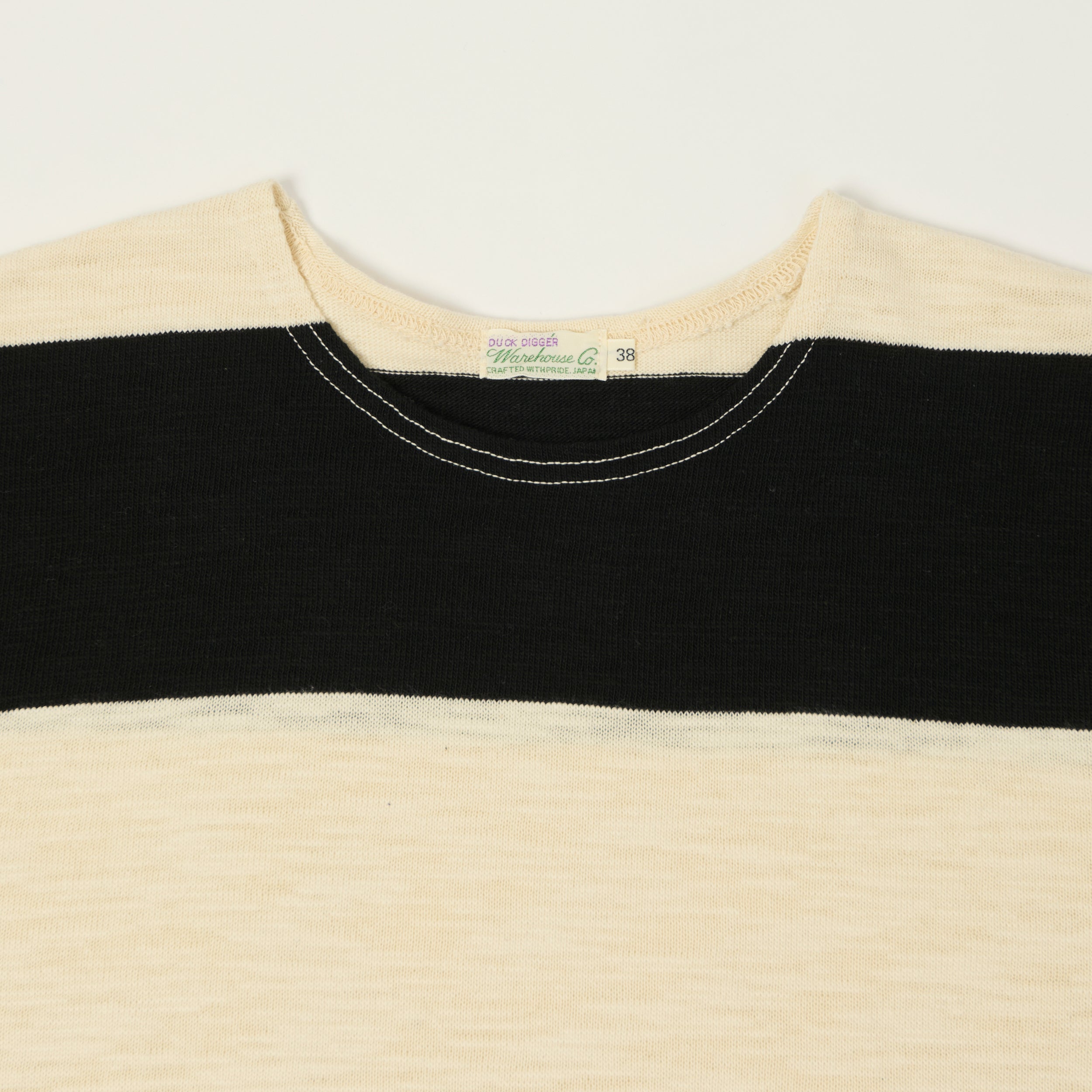Warehouse & Co 4109 Duck Digger Slub Border T-Shirt - Black/Natural