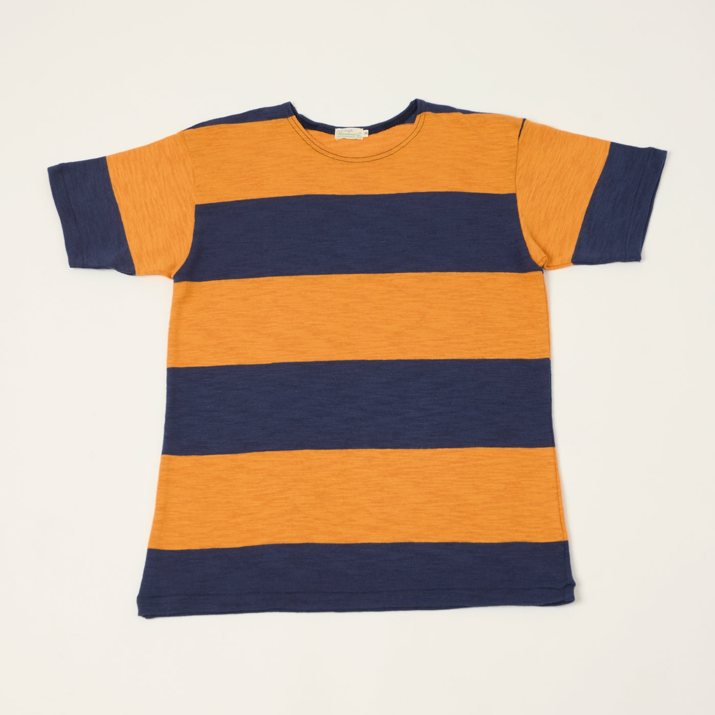 Warehouse & Co 4109 Duck Digger Slub Border T-Shirt - Navy/Orange