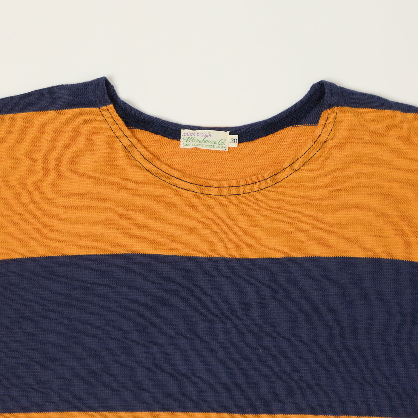 Warehouse & Co 4109 Duck Digger Slub Border T-Shirt - Navy/Orange