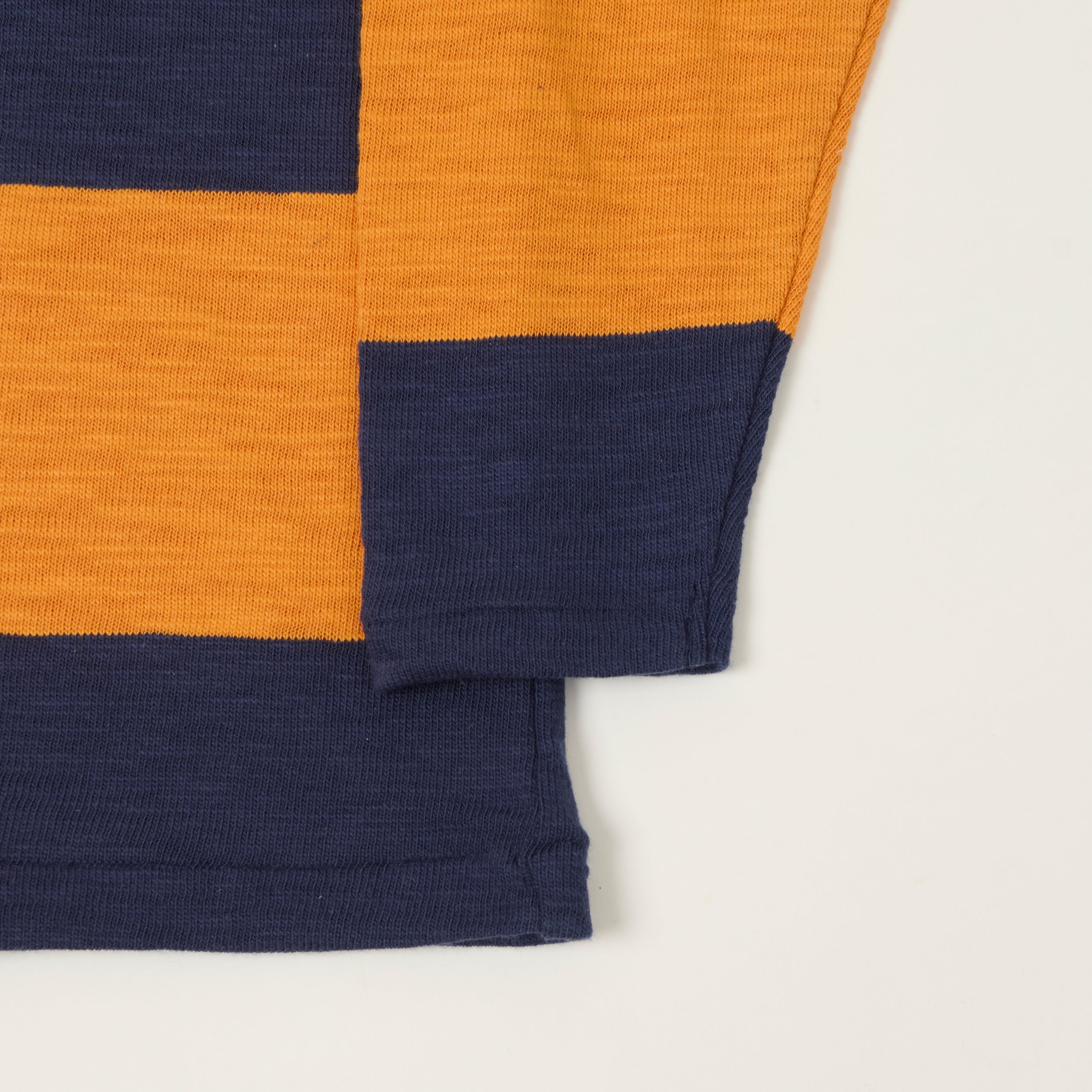 Warehouse & Co 4110 Duck Digger Long Sleeve Slub Border T-Shirt - Navy/Orange