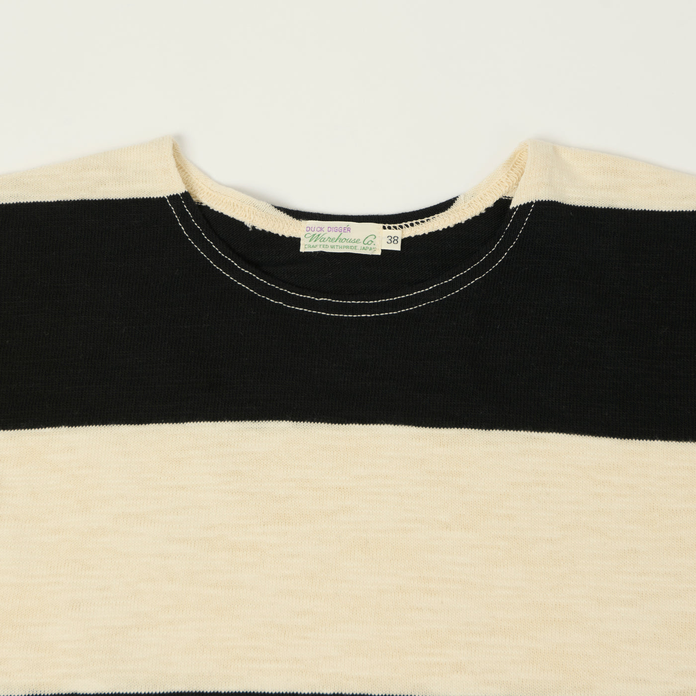 Warehouse & Co 4110 Duck Digger Long Sleeve Slub Border T-Shirt - Black/Natural