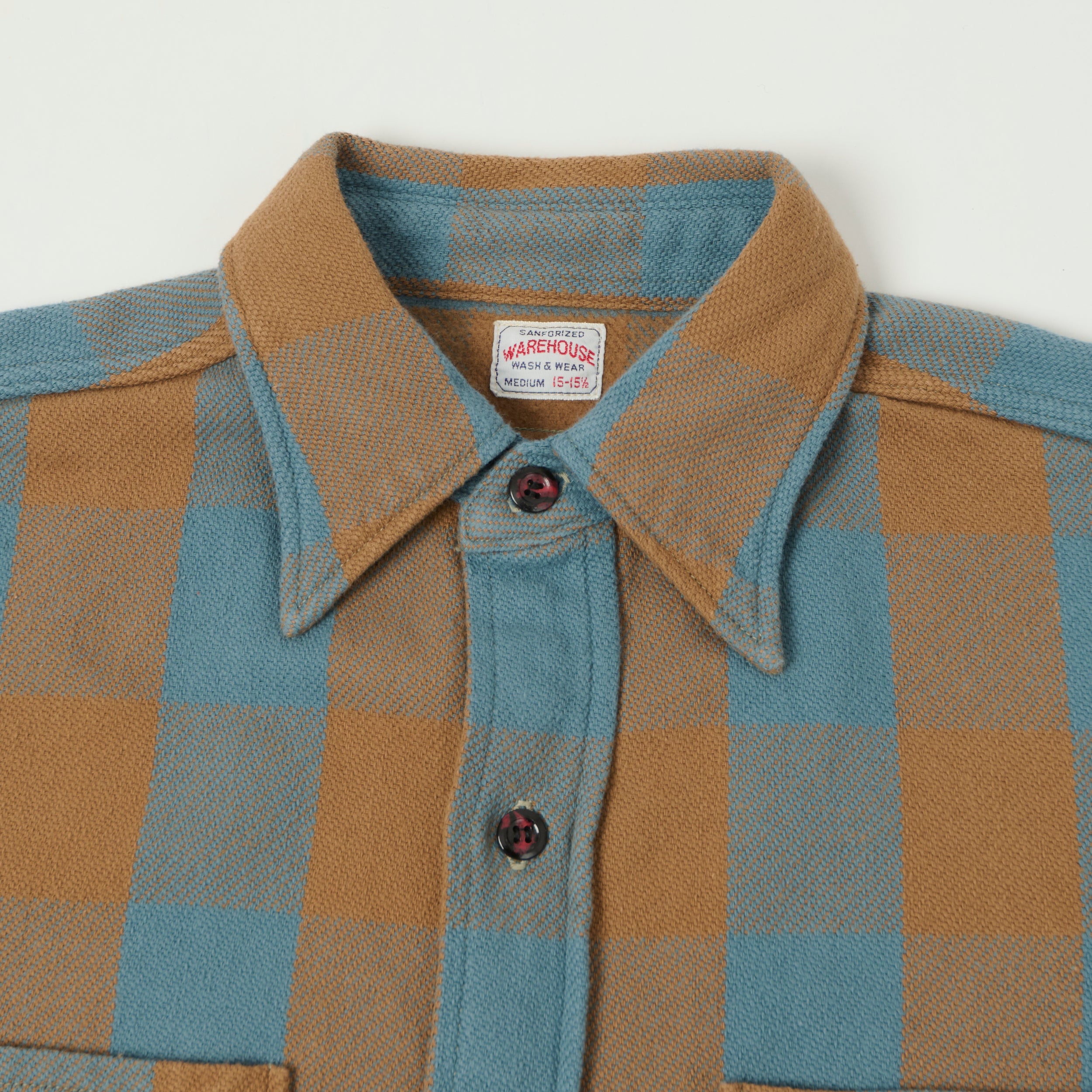 Warehouse & Co 3104 Plaid Flannel Shirt - Sax/Brown