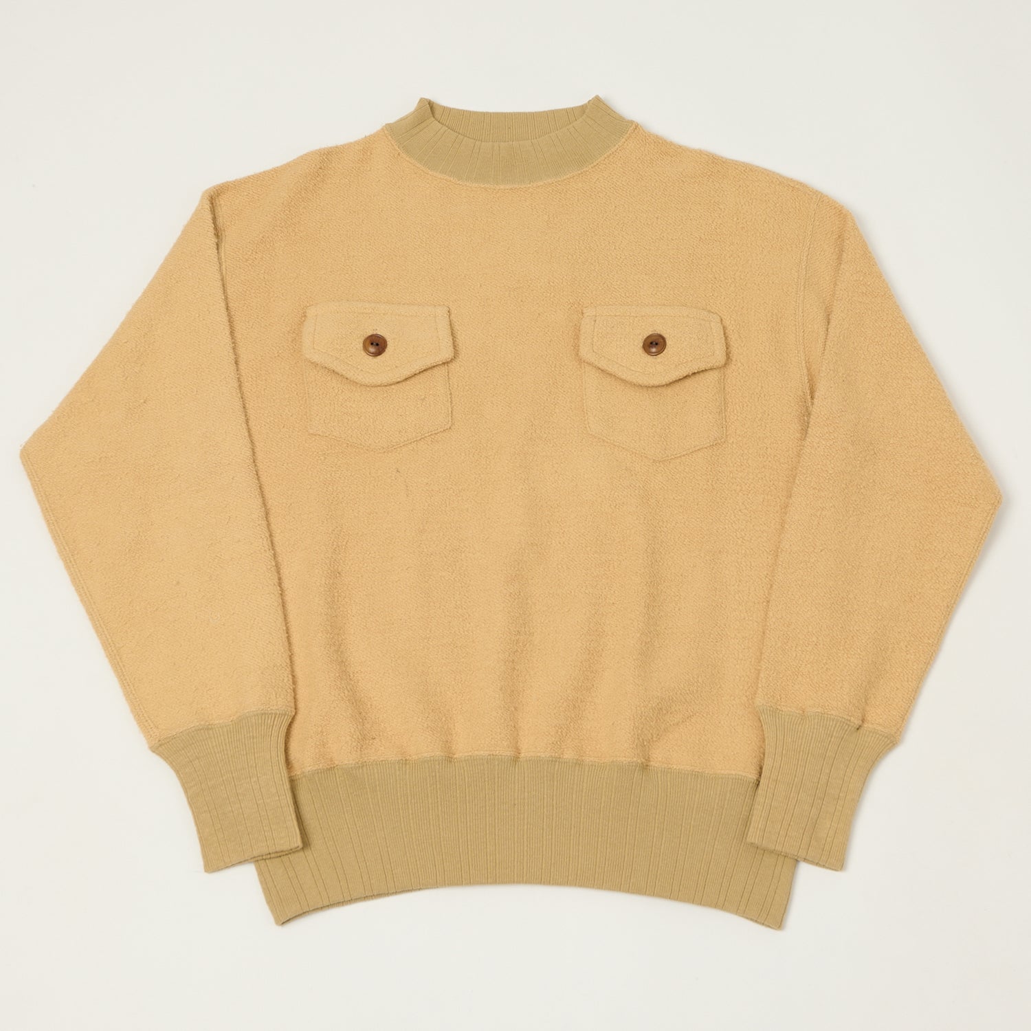 Warehouse & Co 479 Two Pocket Pile Sweatshirt - Beige