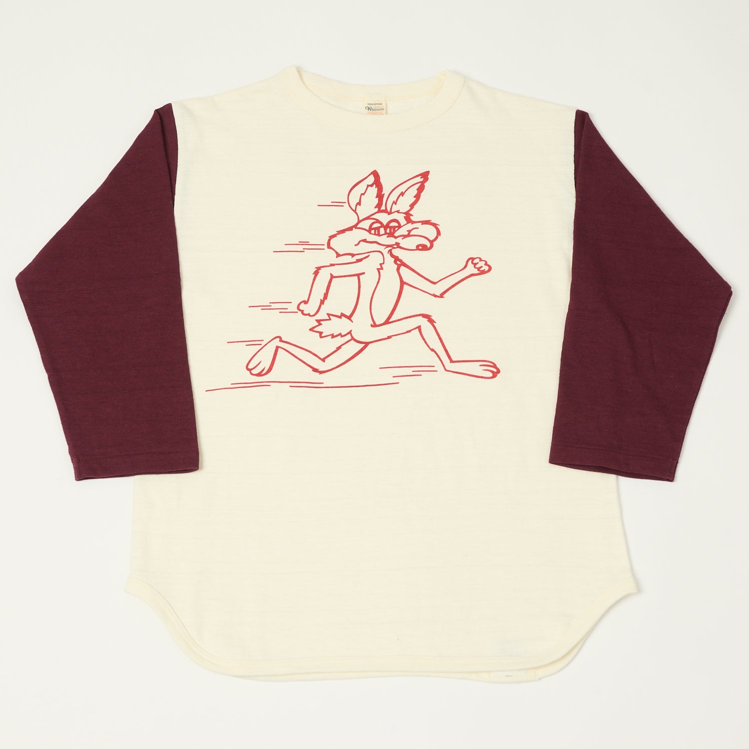 Warehouse & Co 4800 'Coyote' Baseball T-Shirt - Cream/Bordeaux