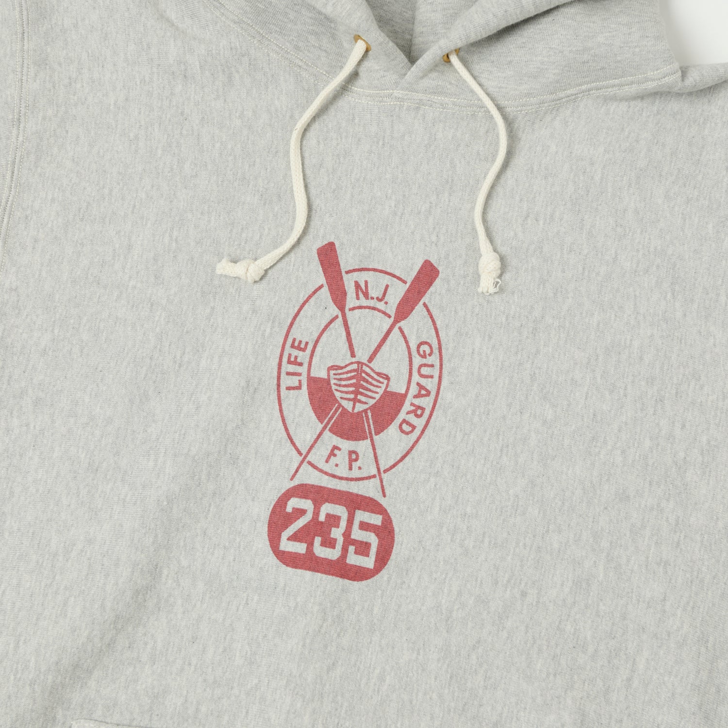 Warehouse & Co 484 'Lifeguard' Reverse Weave Hooded Sweatshirt - Heather Grey