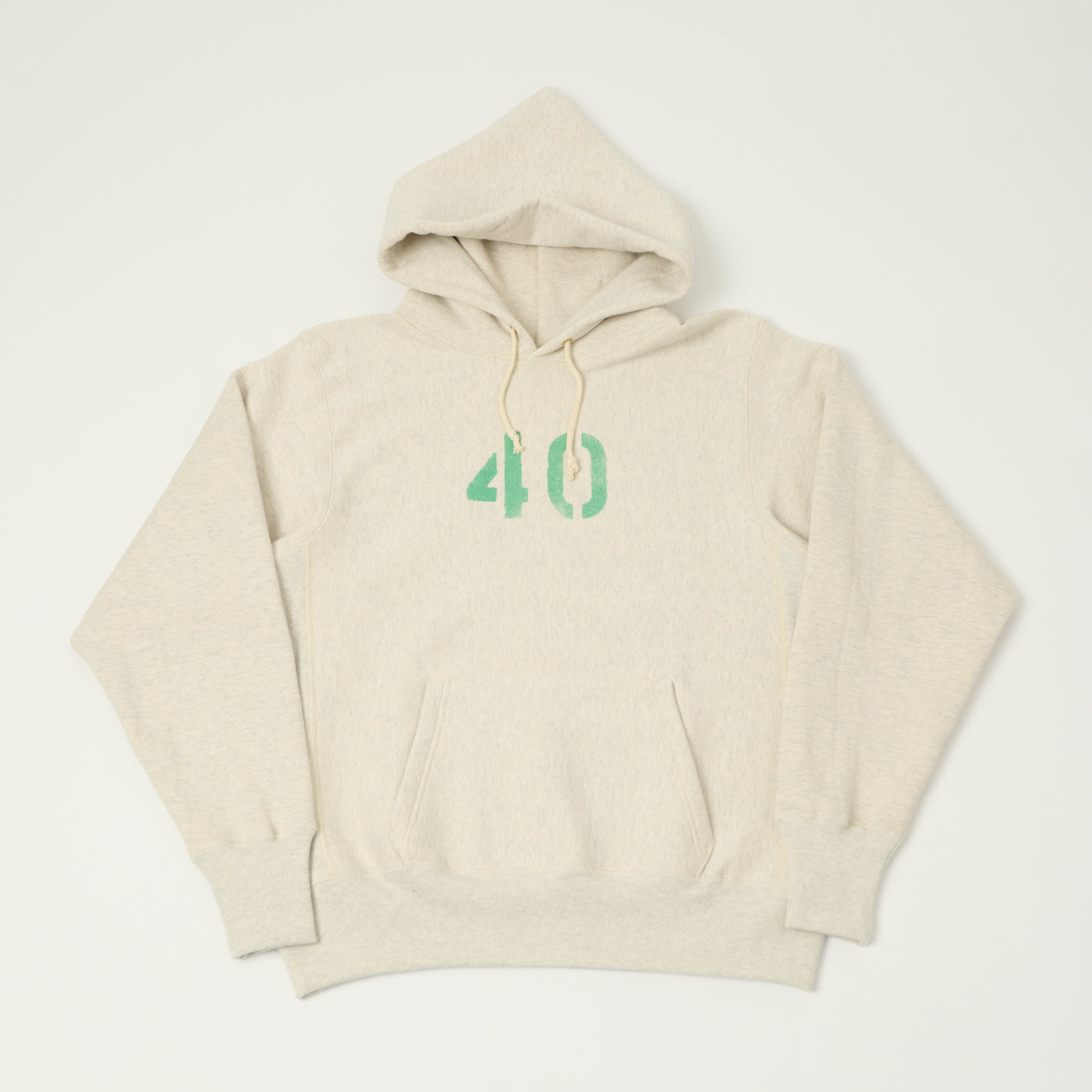 Warehouse 484 'No 40' Reverse Weave Hooded Sweatshirt - Oatmeal