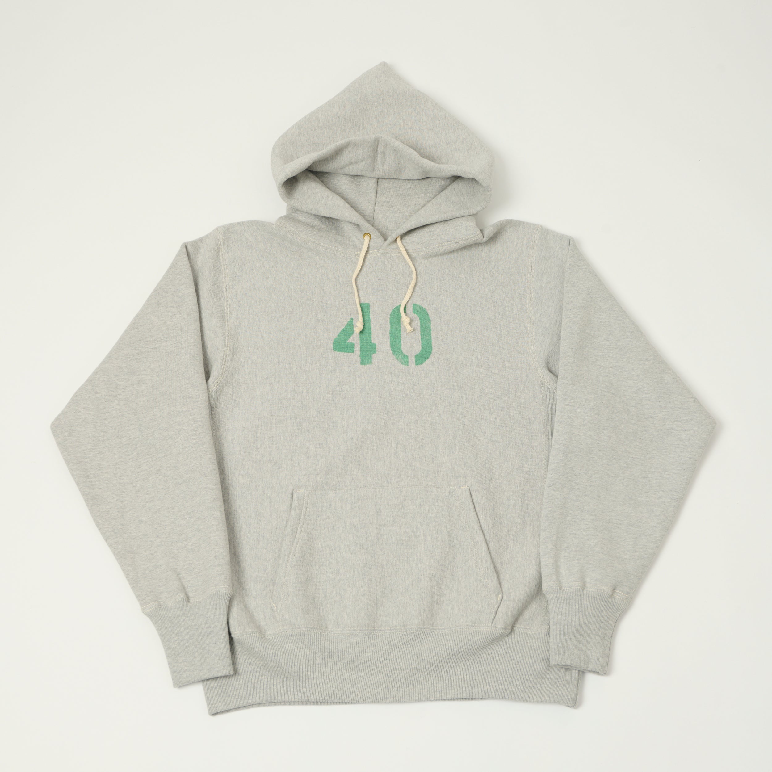 Warehouse 484 'No 40' Reverse Weave Hooded Sweatshirt - Heather Grey