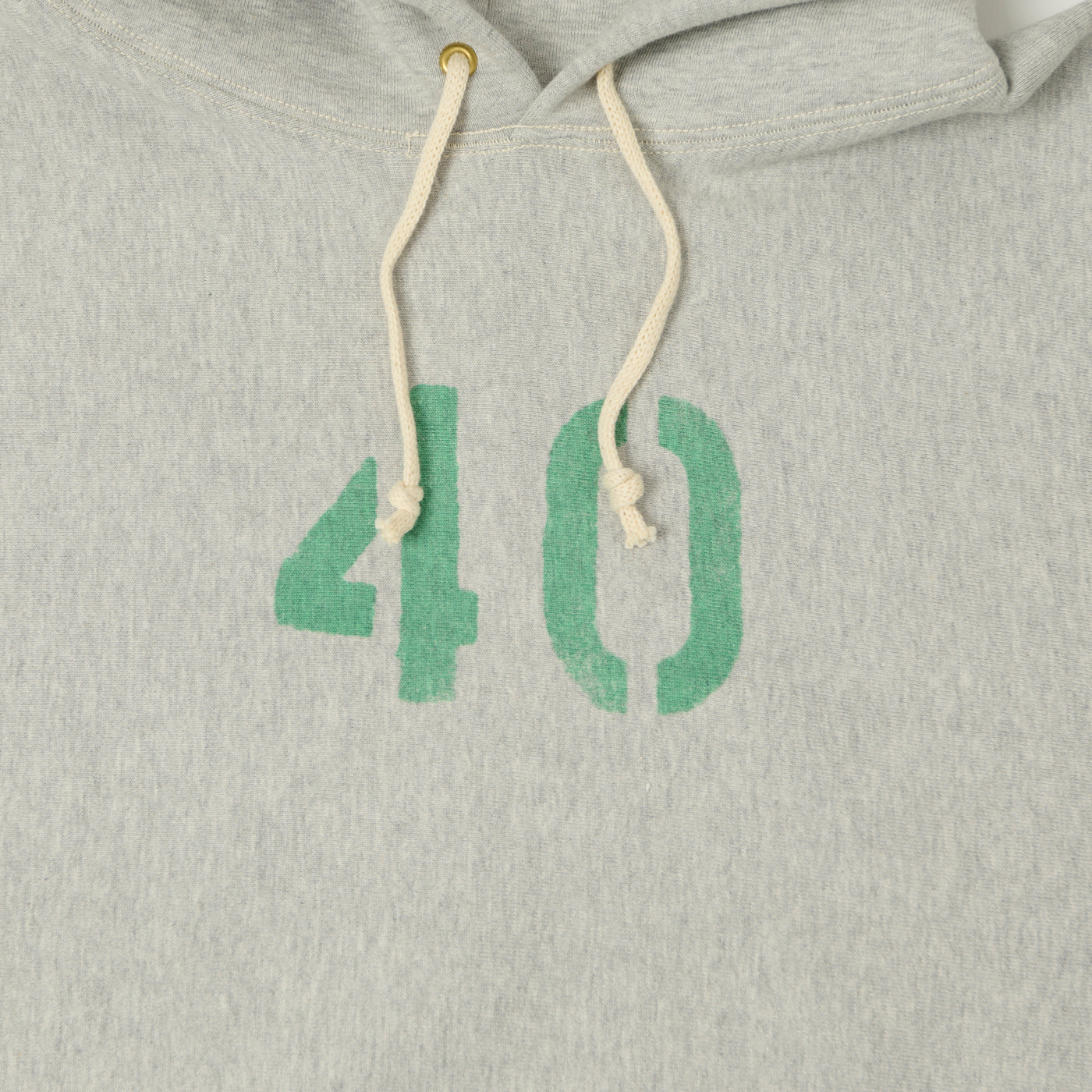 Warehouse 484 'No 40' Reverse Weave Hooded Sweatshirt - Heather Grey