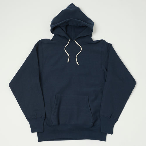 Warehouse & Co 484 Reverse Weave Hooded Sweatshirt - Navy