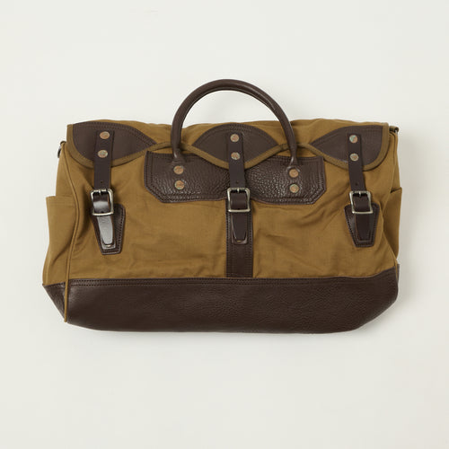 Warehouse & Co 5218 Leather/Canvas Boston Bag - Brown