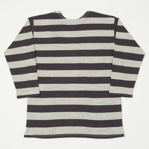 Warehouse & Co 4051 Duck Digger 3/4 Sleeve Stripe T-Shirt - Black/Heather Grey