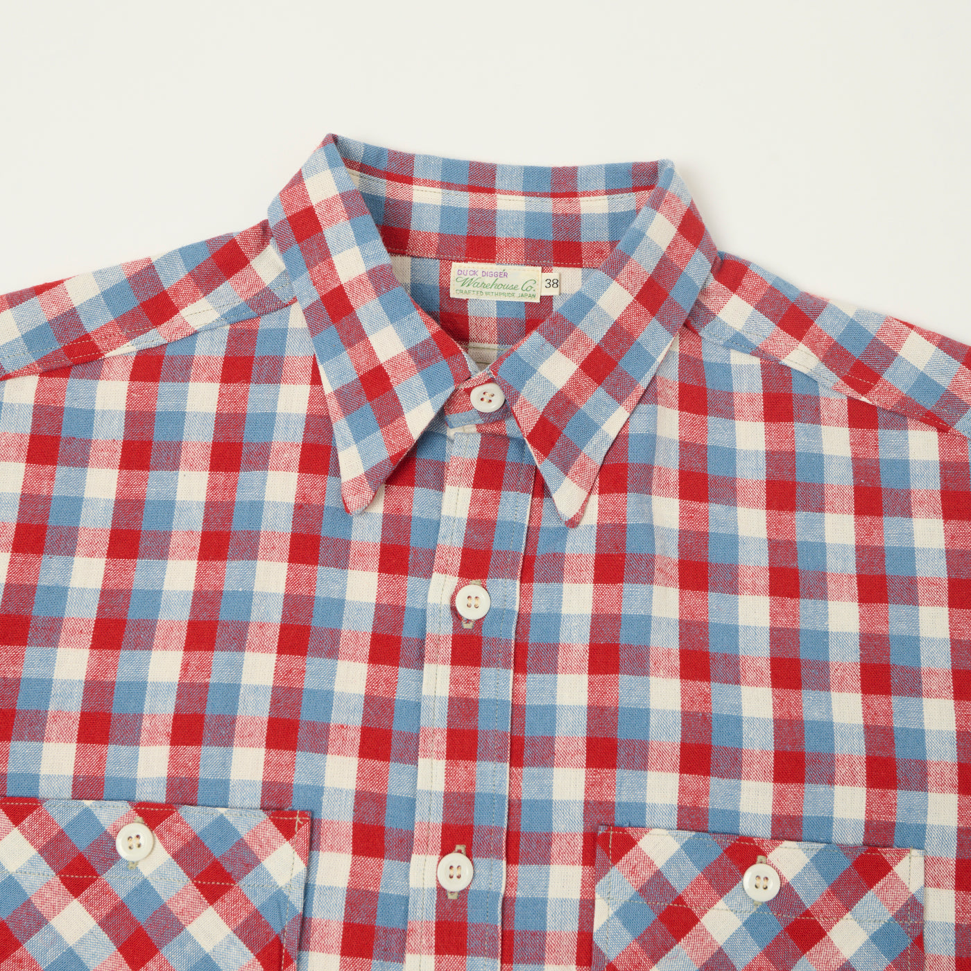 Warehouse & Co 3056 Duck Digger Short Sleeve Check Shirt - Red/Sax
