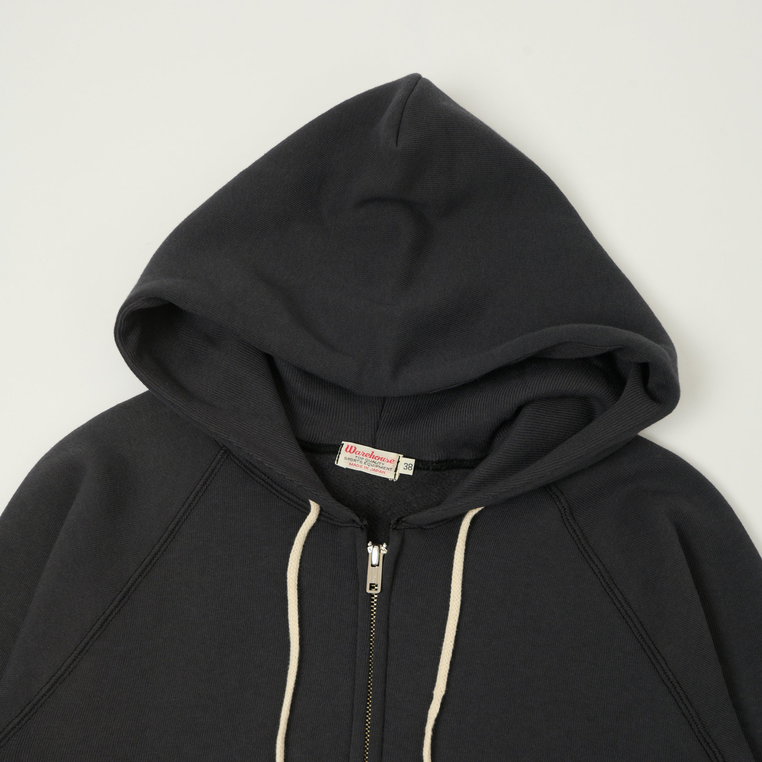 Warehouse & Co 496 Raglan Sleeve Zip Through Hoodie - Black