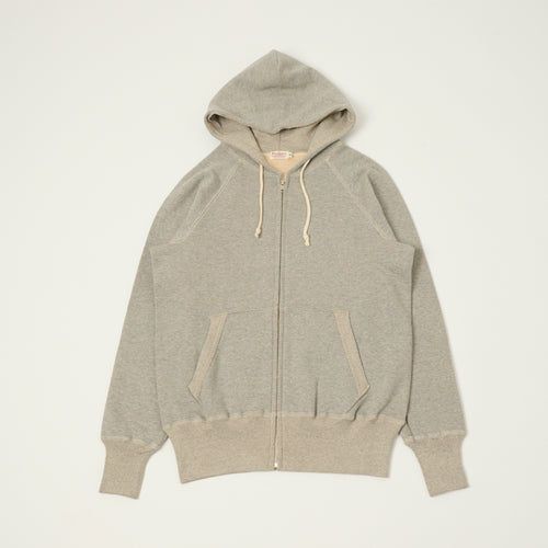 Warehouse & Co 496 Raglan Sleeve Zip Through Hoodie - Heather Grey