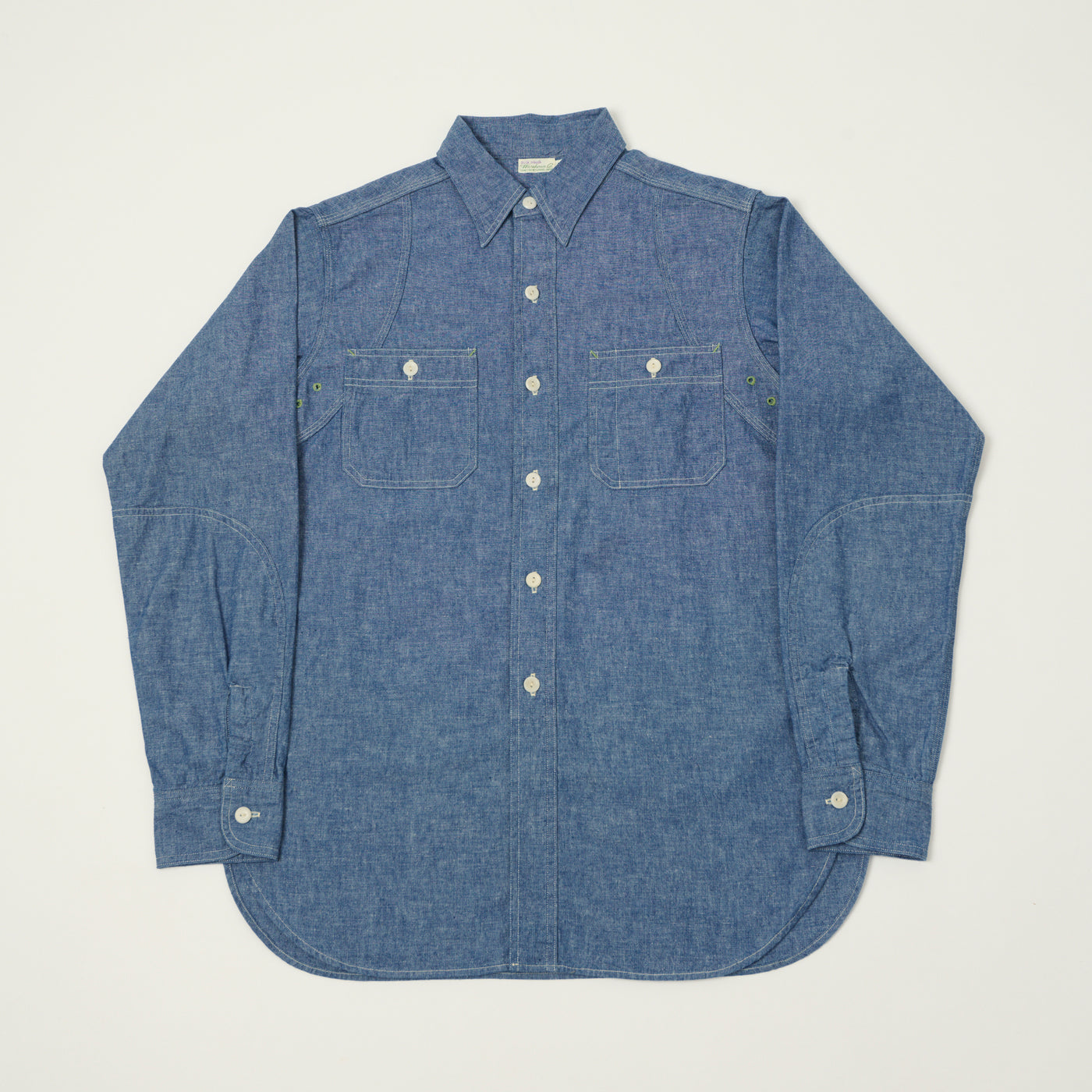 Warehouse & Co 'Duck Digger' 3064 Ventilation Triple Stitch Chambray Shirt - Sax