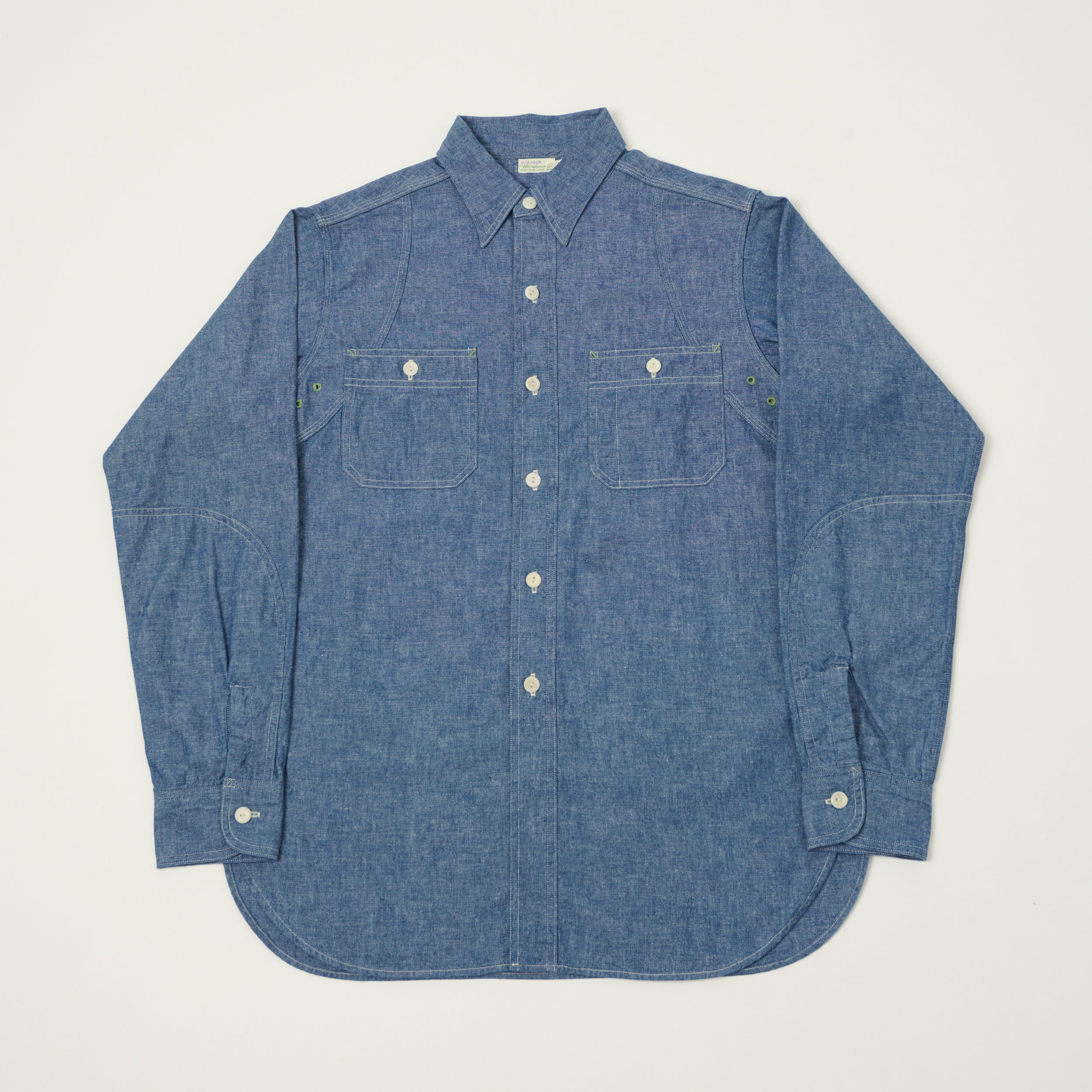 Warehouse & Co 'Duck Digger' 3064 Ventilation Triple Stitch Chambray Shirt - Sax