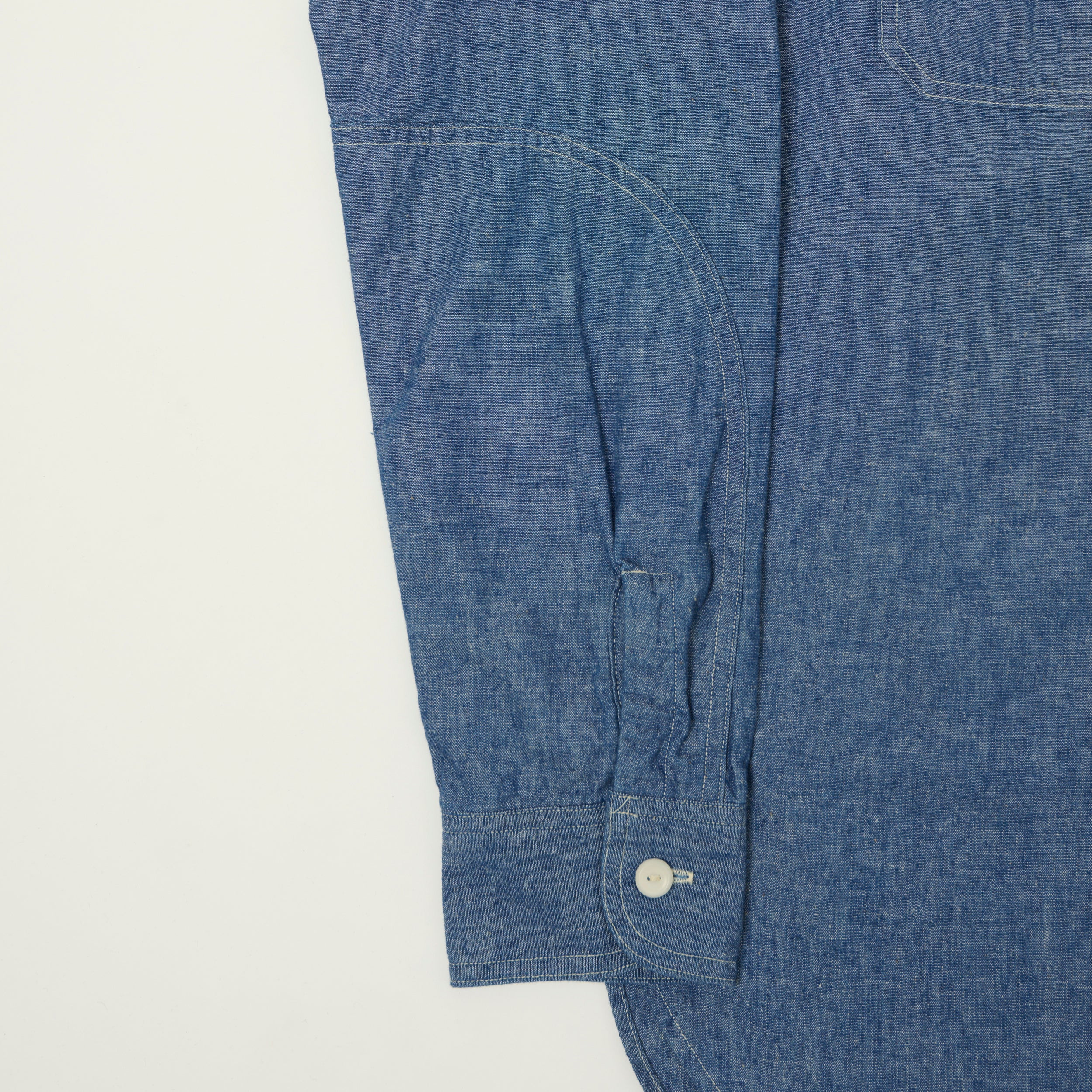 Warehouse & Co 'Duck Digger' 3064 Ventilation Triple Stitch Chambray Shirt - Sax