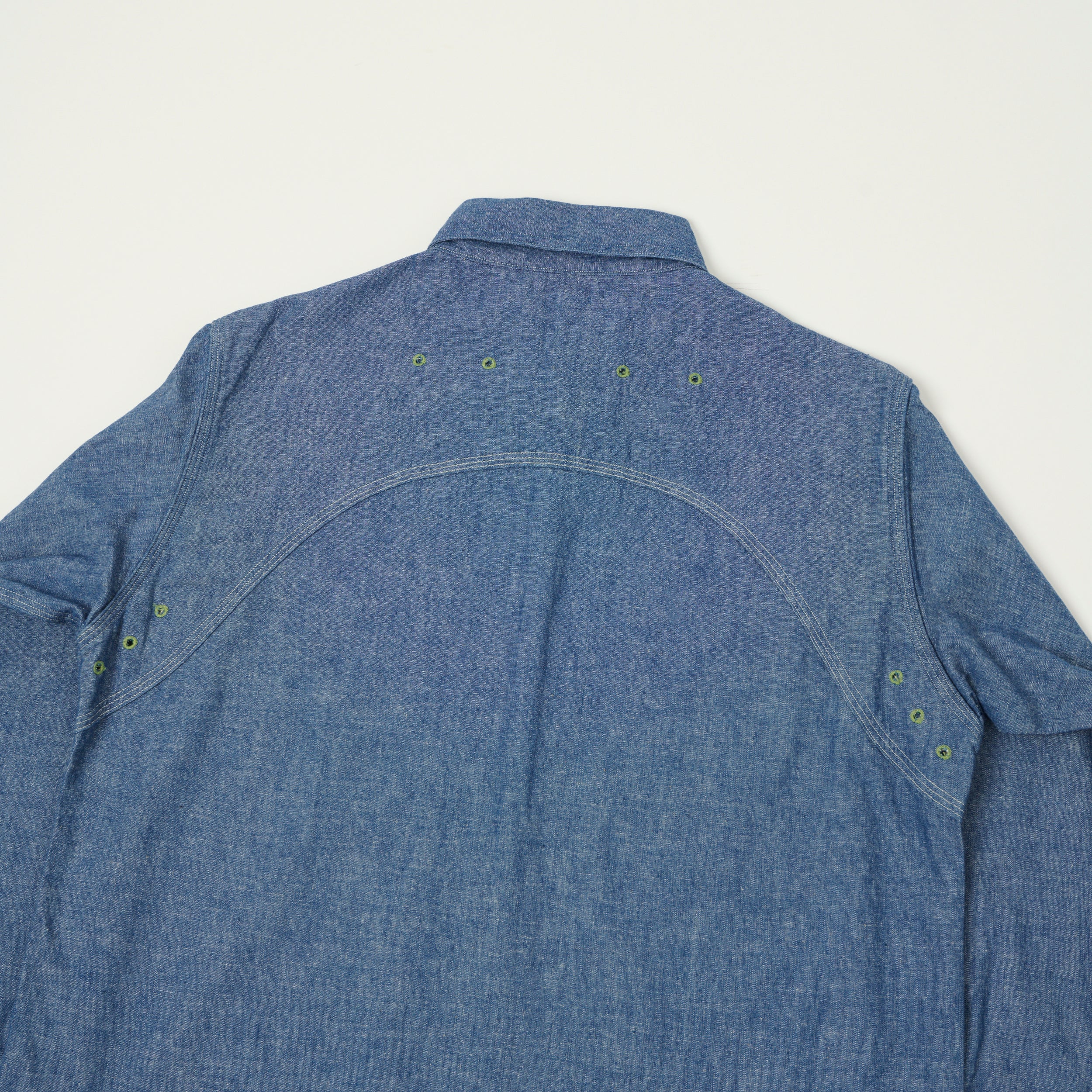 Warehouse & Co 'Duck Digger' 3064 Ventilation Triple Stitch Chambray Shirt - Sax