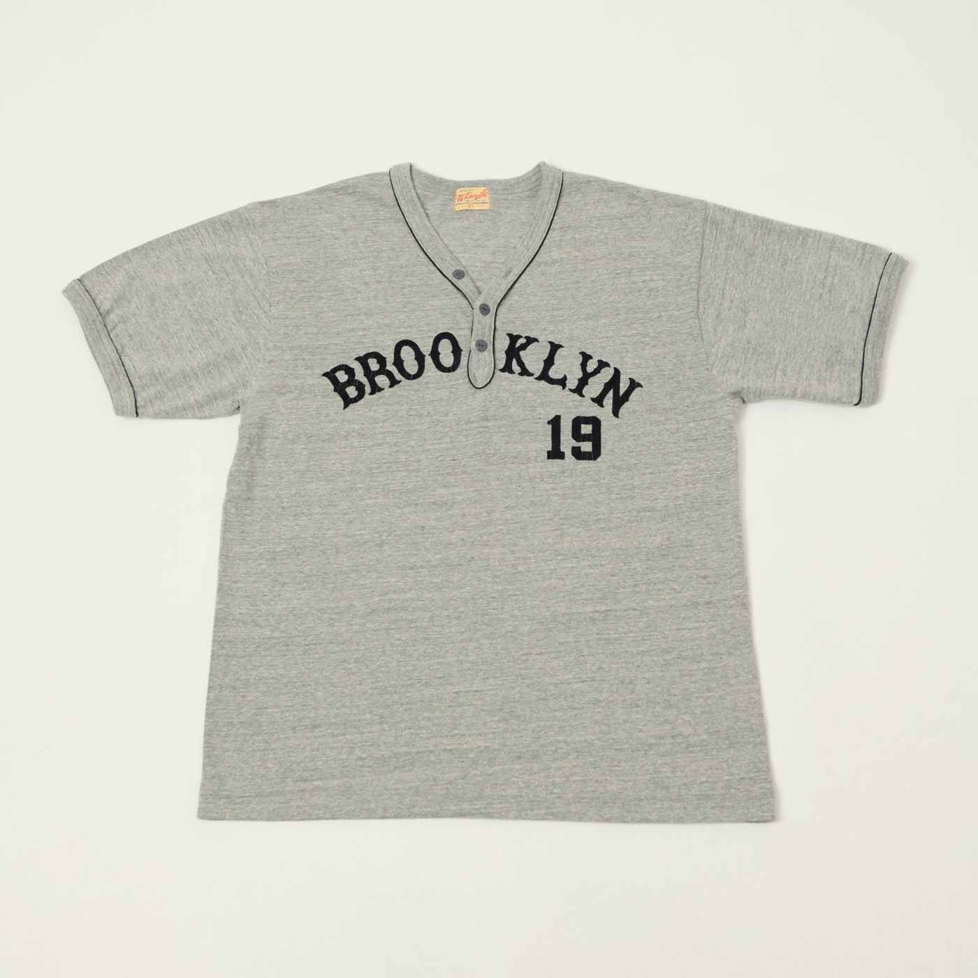 Whitesville 'Brooklyn' Baseball Henley T-Shirt - Heather Grey