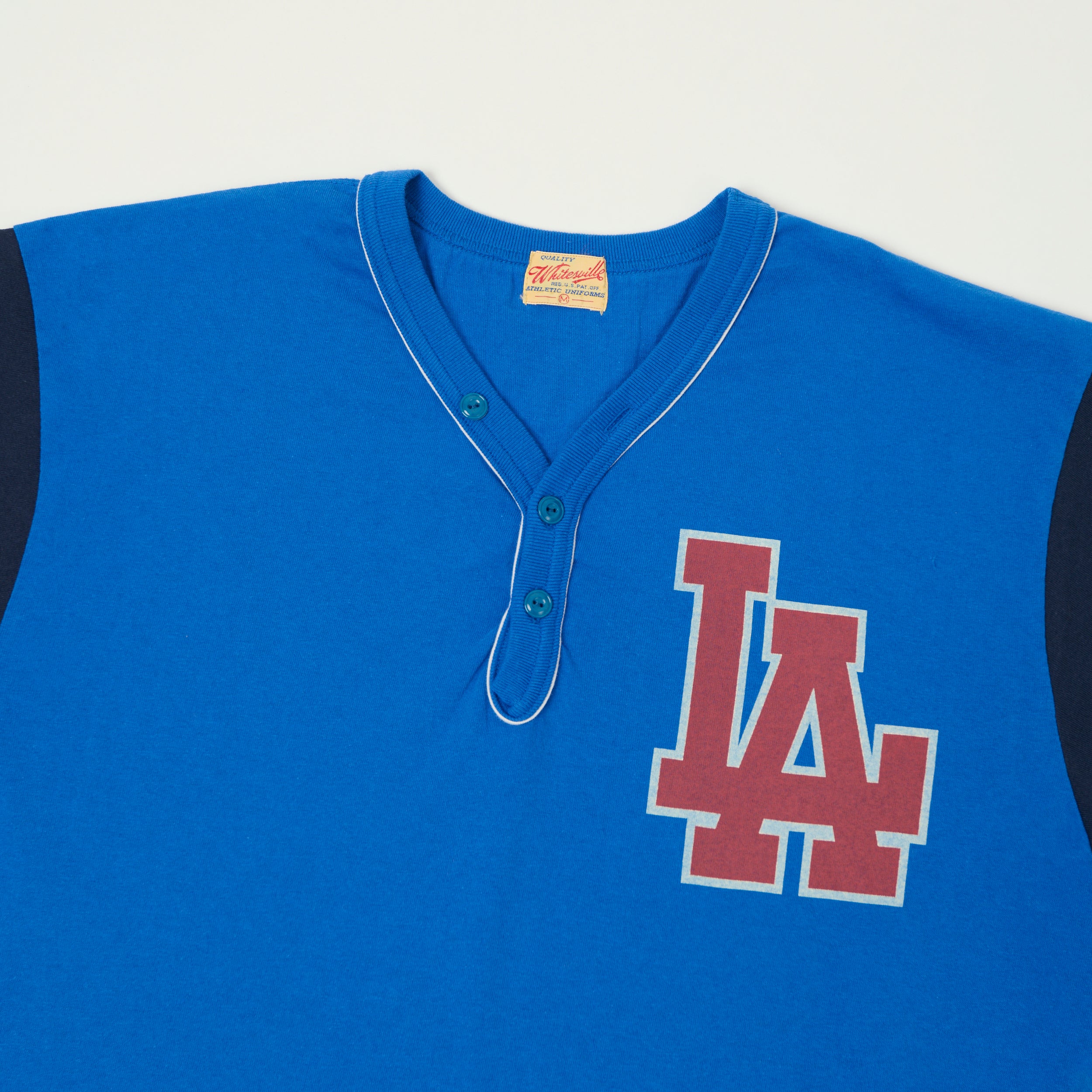 Whitesville 'Los Angeles' Baseball Henley T-Shirt - Royal Blue