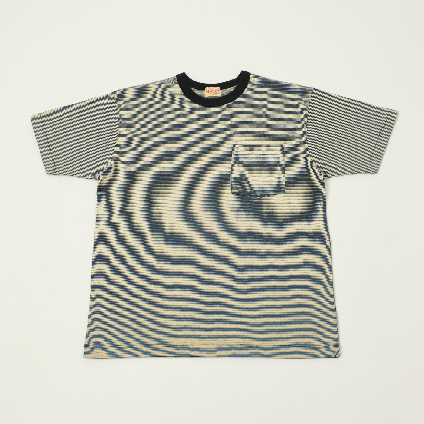 Whitesville Fine Line Stripe Border T-Shirt - Black