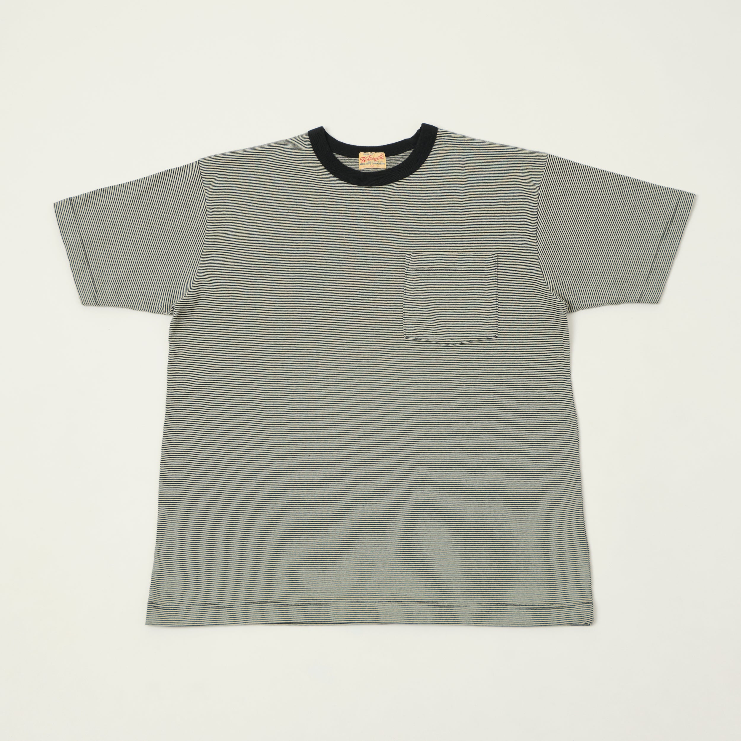 Whitesville Fine Line Stripe Border T-Shirt - Black