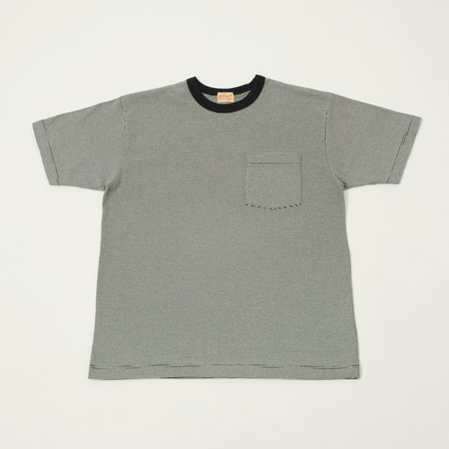 Whitesville Fine Line Stripe Border T-Shirt - Black
