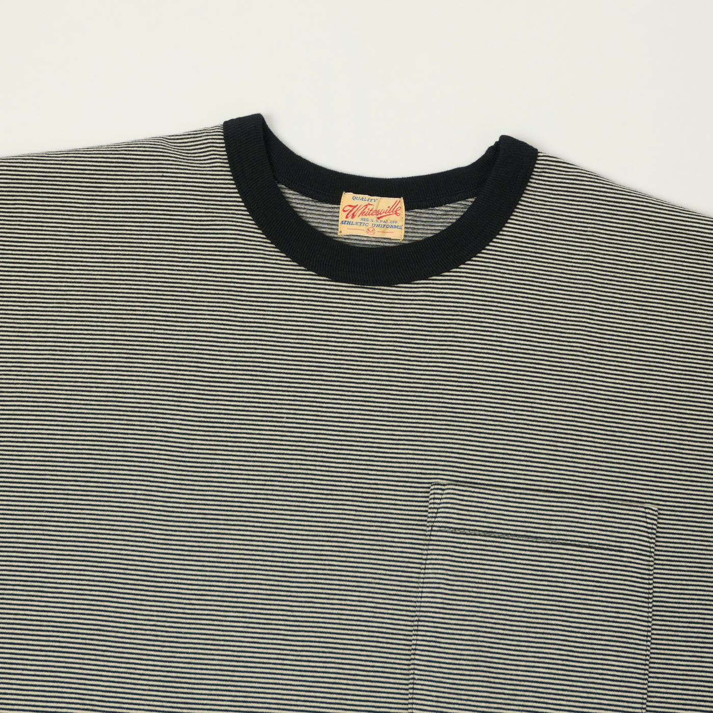 Whitesville Fine Line Stripe Border T-Shirt - Black