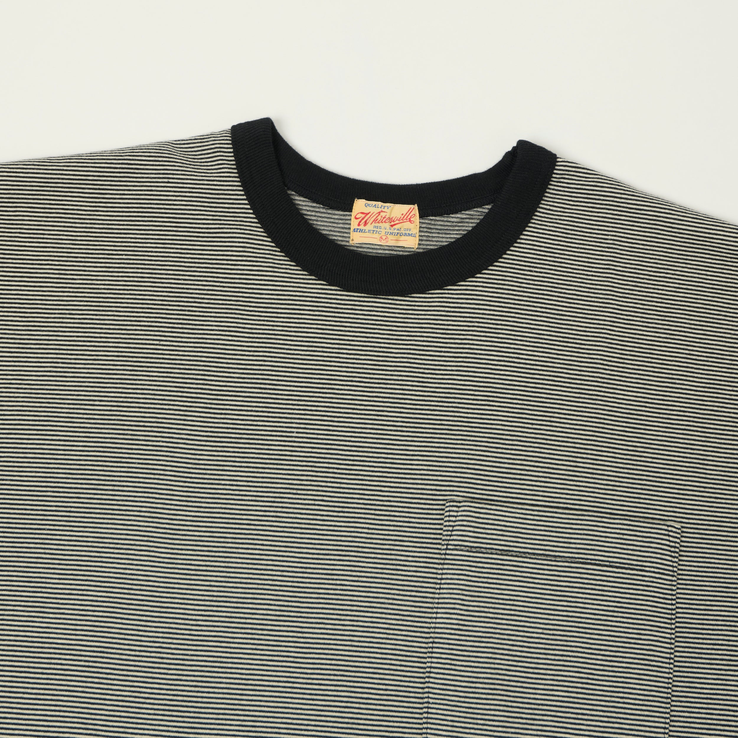 Whitesville Fine Line Stripe Border T-Shirt - Black