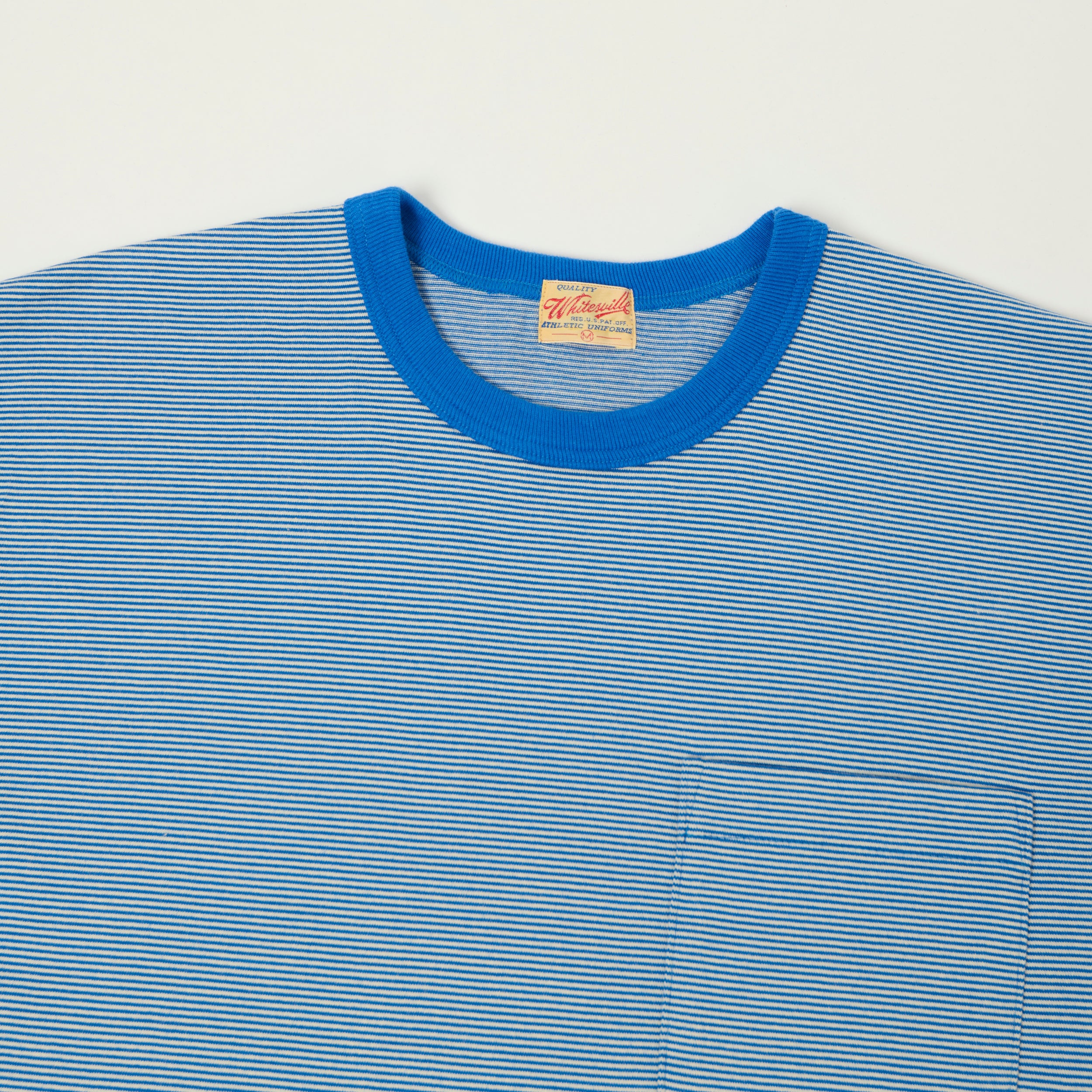 Whitesville Fine Line Stripe Border T-Shirt - Blue