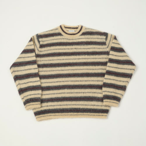 Yonetomi Brushed Mohair Border Knit Jumper - Ivory