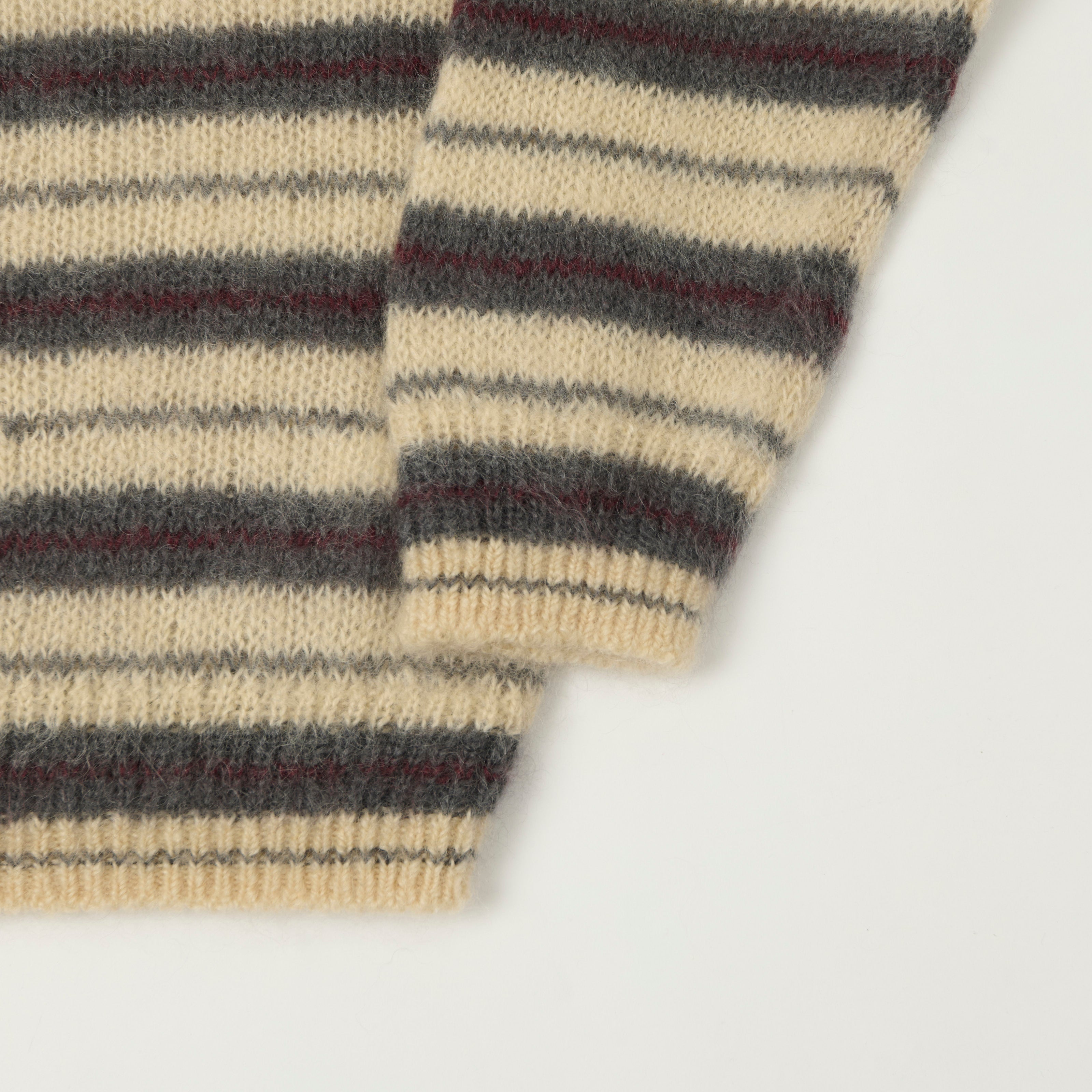 Yonetomi Brushed Mohair Border Knit Jumper - Ivory