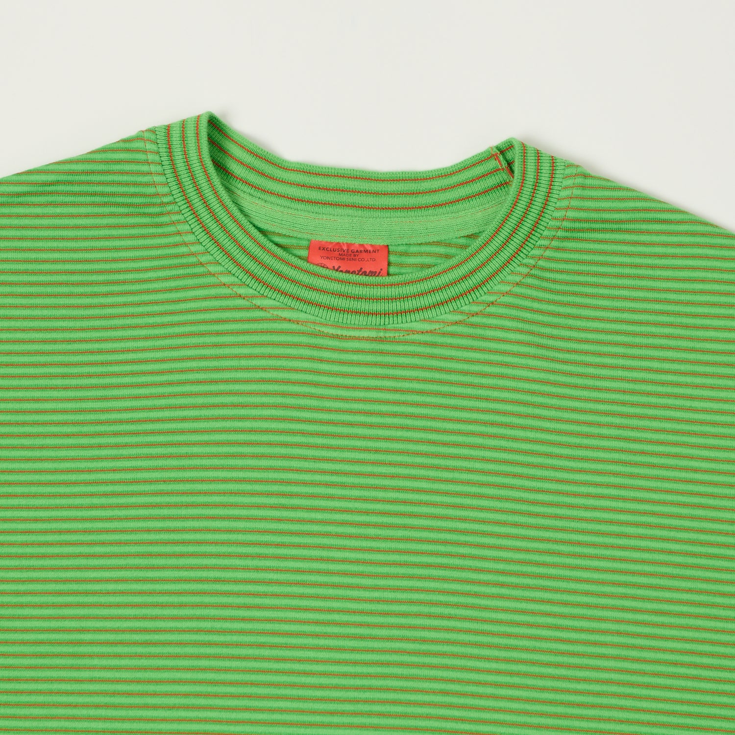Yonetomi 'New Basic' Garment Dyed Stripe T-Shirt - Green