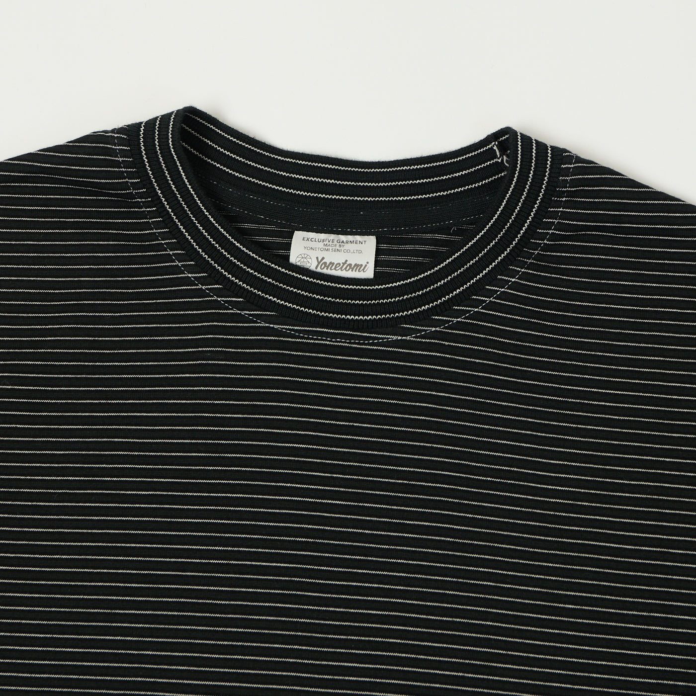 Yonetomi 'New Basic' Garment Dyed Stripe T-Shirt - Black