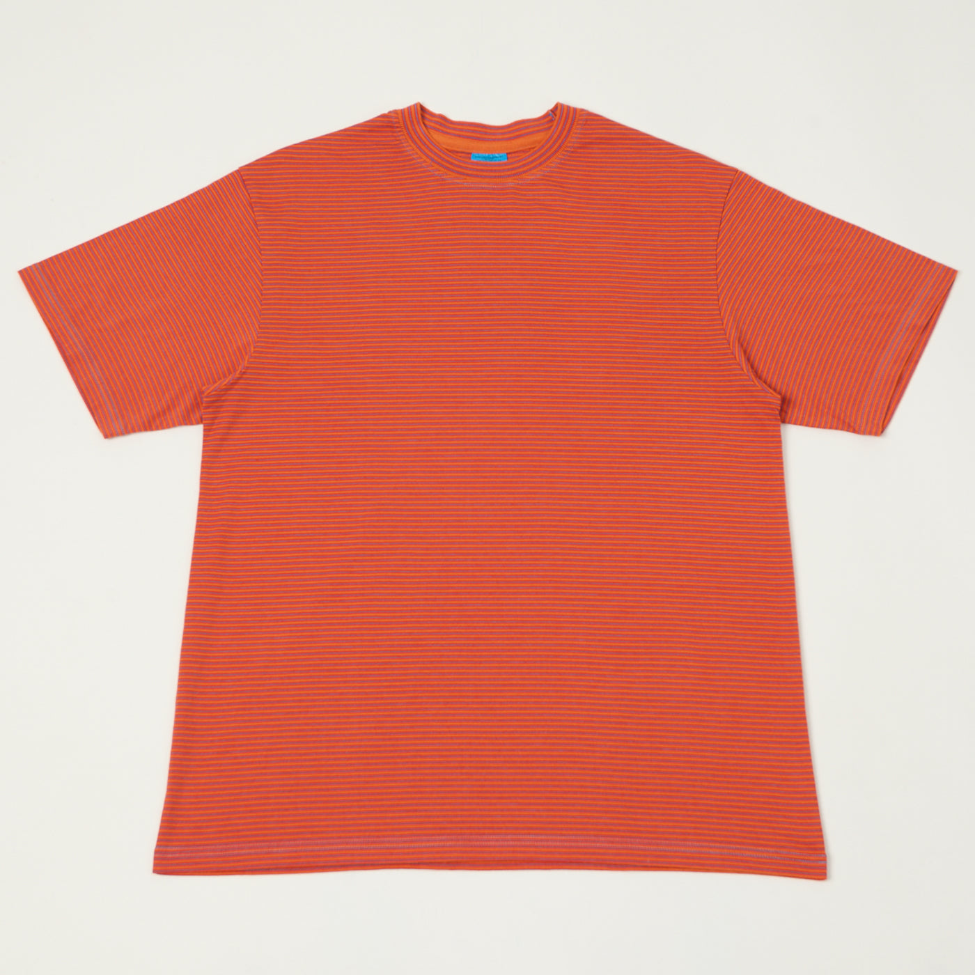 Yonetomi 'New Basic' Garment Dyed Stripe T-Shirt - Orange