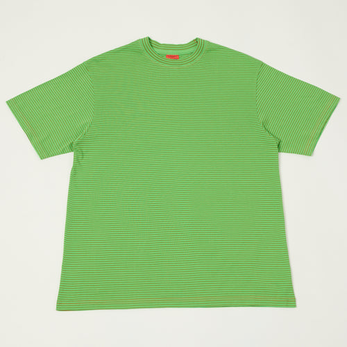 Yonetomi 'New Basic' Garment Dyed Stripe T-Shirt - Green