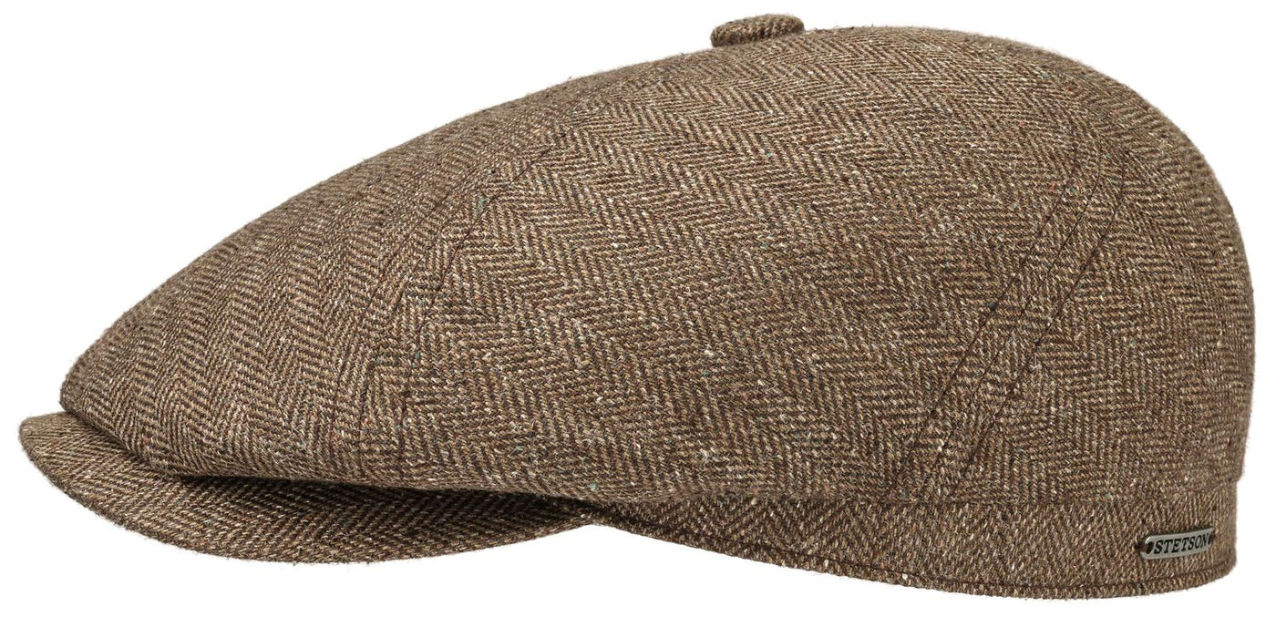 Stetson Six Panel Silk/Cotton Flat Cap - Brown