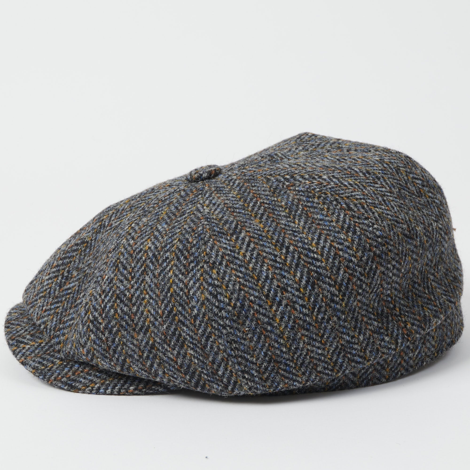 Stetson Hatteras Harris Tweed Flat Cap - Blue/Grey