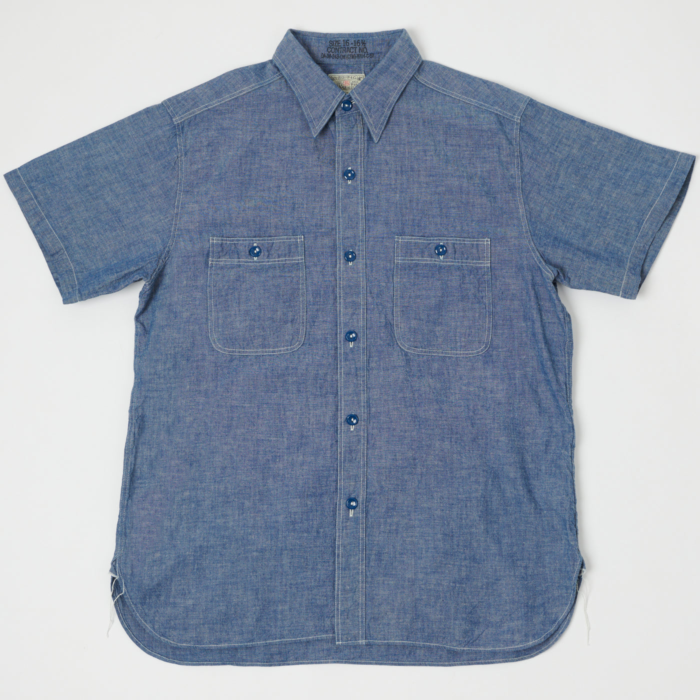 Buzz Rickson's Short Sleeve Chambray Shirt - Blue