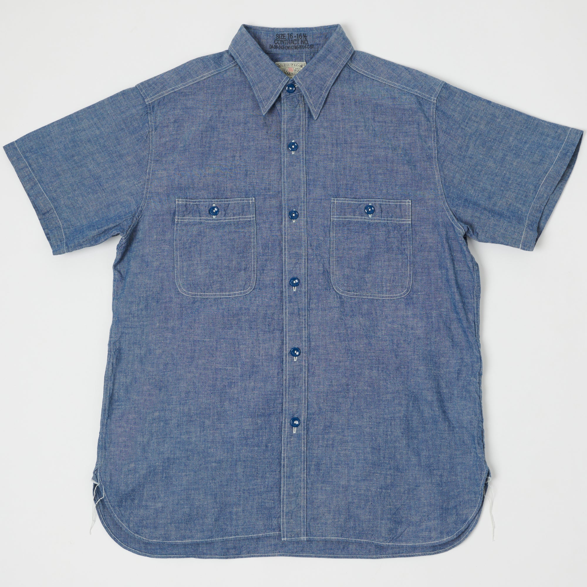 Buzz Rickson's Short Sleeve Chambray Shirt - Blue