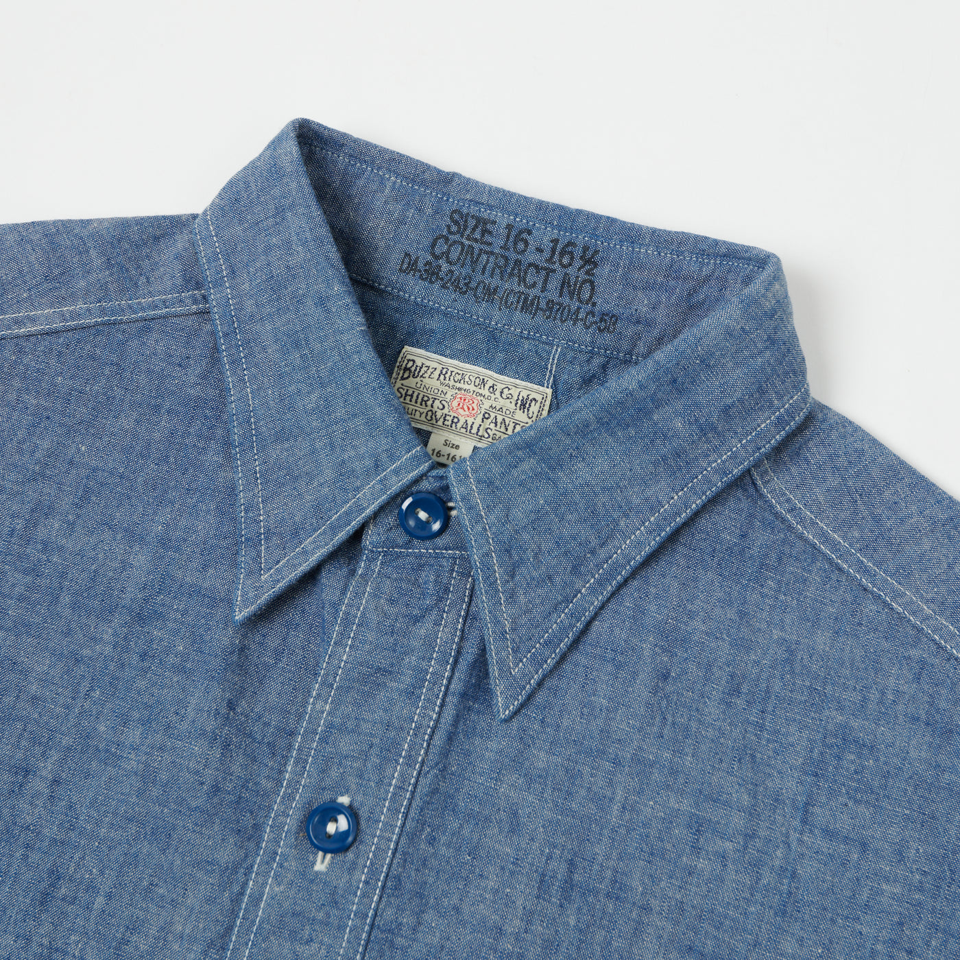 Buzz Rickson's Short Sleeve Chambray Shirt - Blue