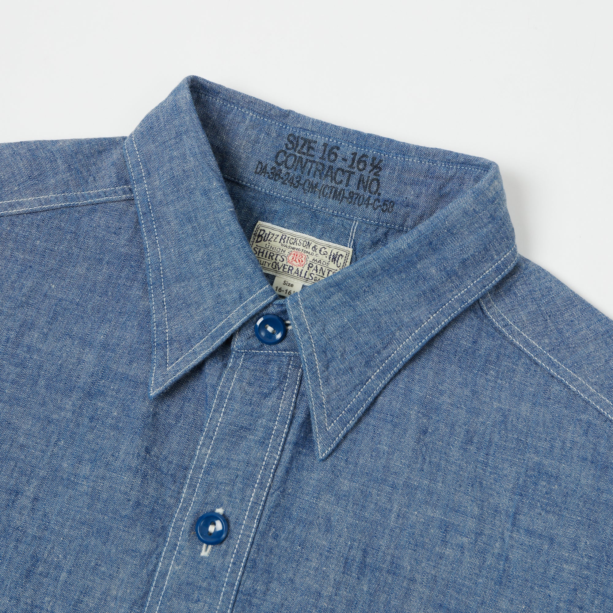 Buzz Rickson's Short Sleeve Chambray Shirt - Blue