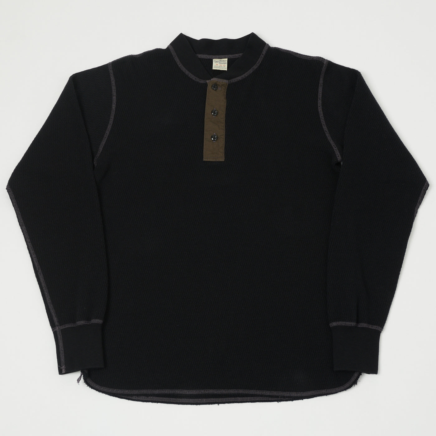 Buzz Rickson's Long Sleeve Thermal Henley - Black