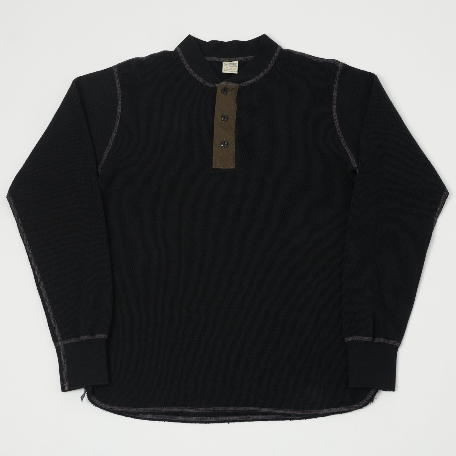 Buzz Rickson's Long Sleeve Thermal Henley - Black