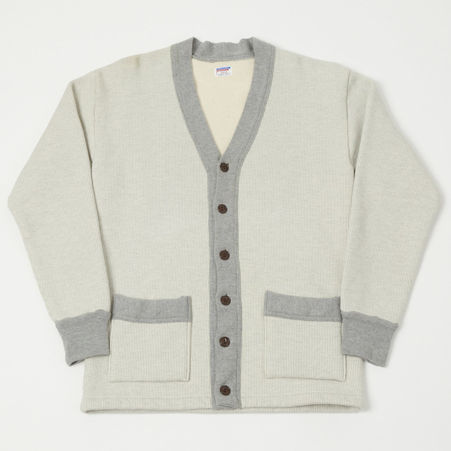 Dubbleworks Striped Sweat-Cardigan - Grey