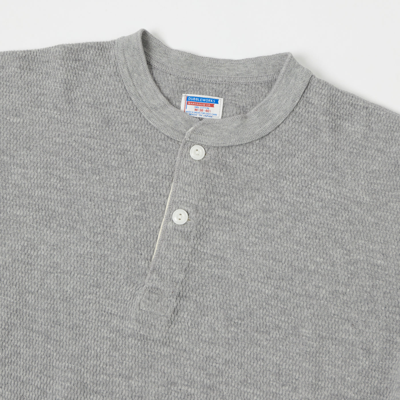 Dubbleworks Long Sleeve Thermal Henley - Heather Grey